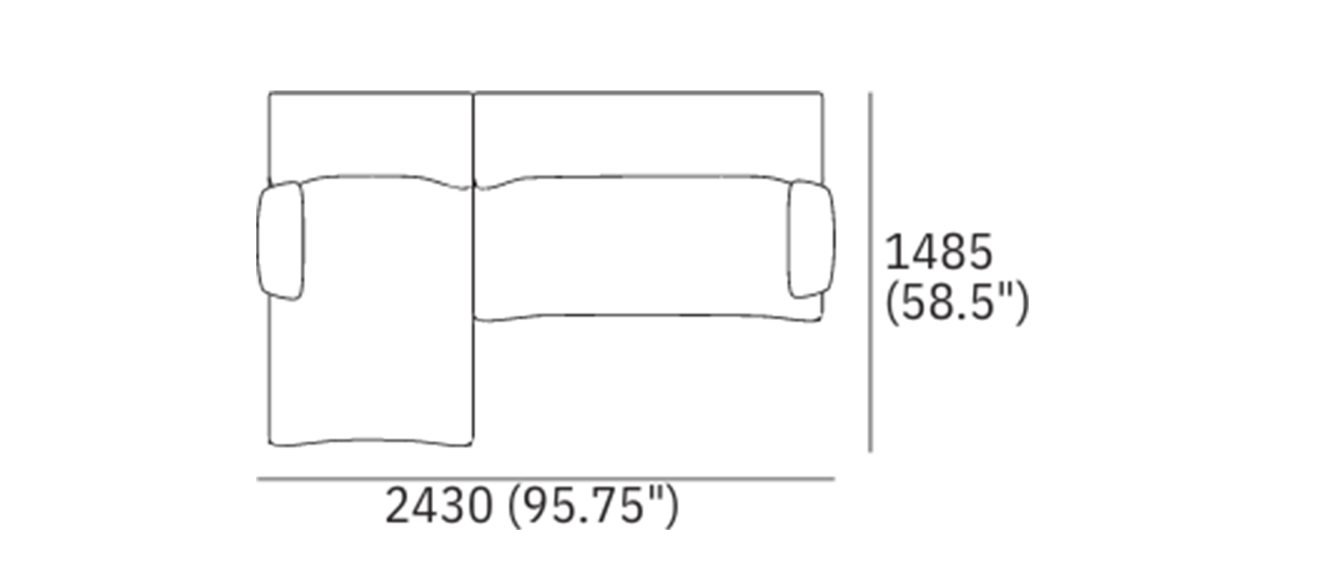 1977 Sofa 2 Modules with Chaise & Armrests