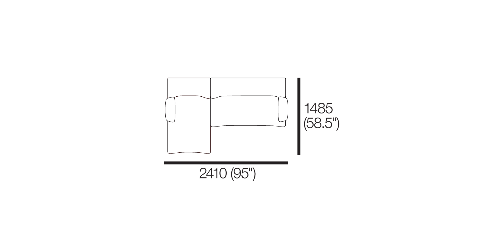 1977 Modular Sofa with Chaise and Armrests