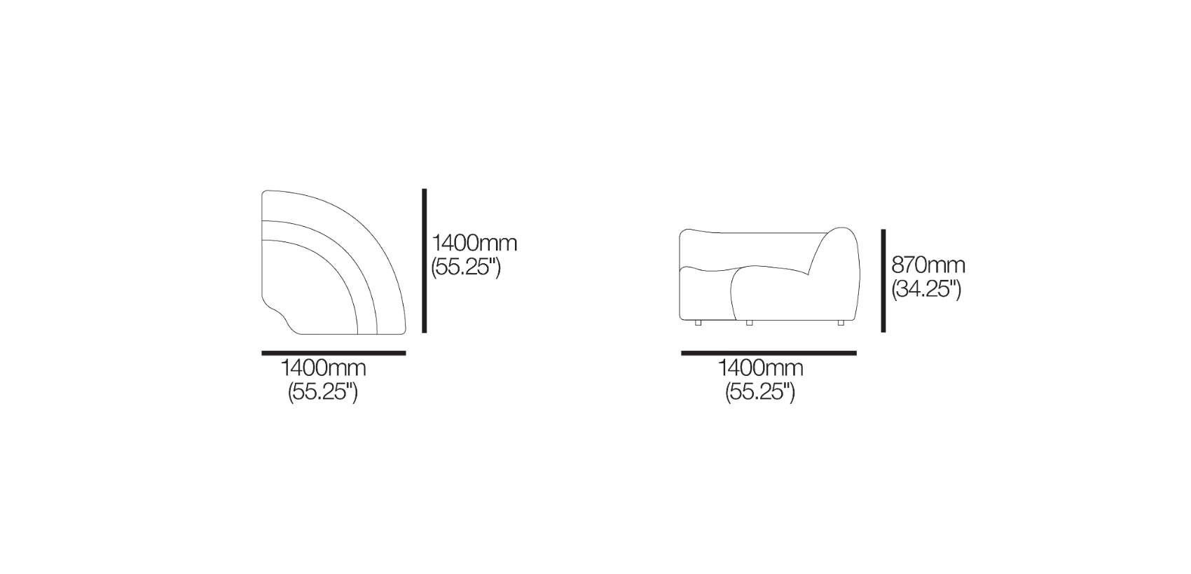 1978 High Back Curved Corner Sofa Module
