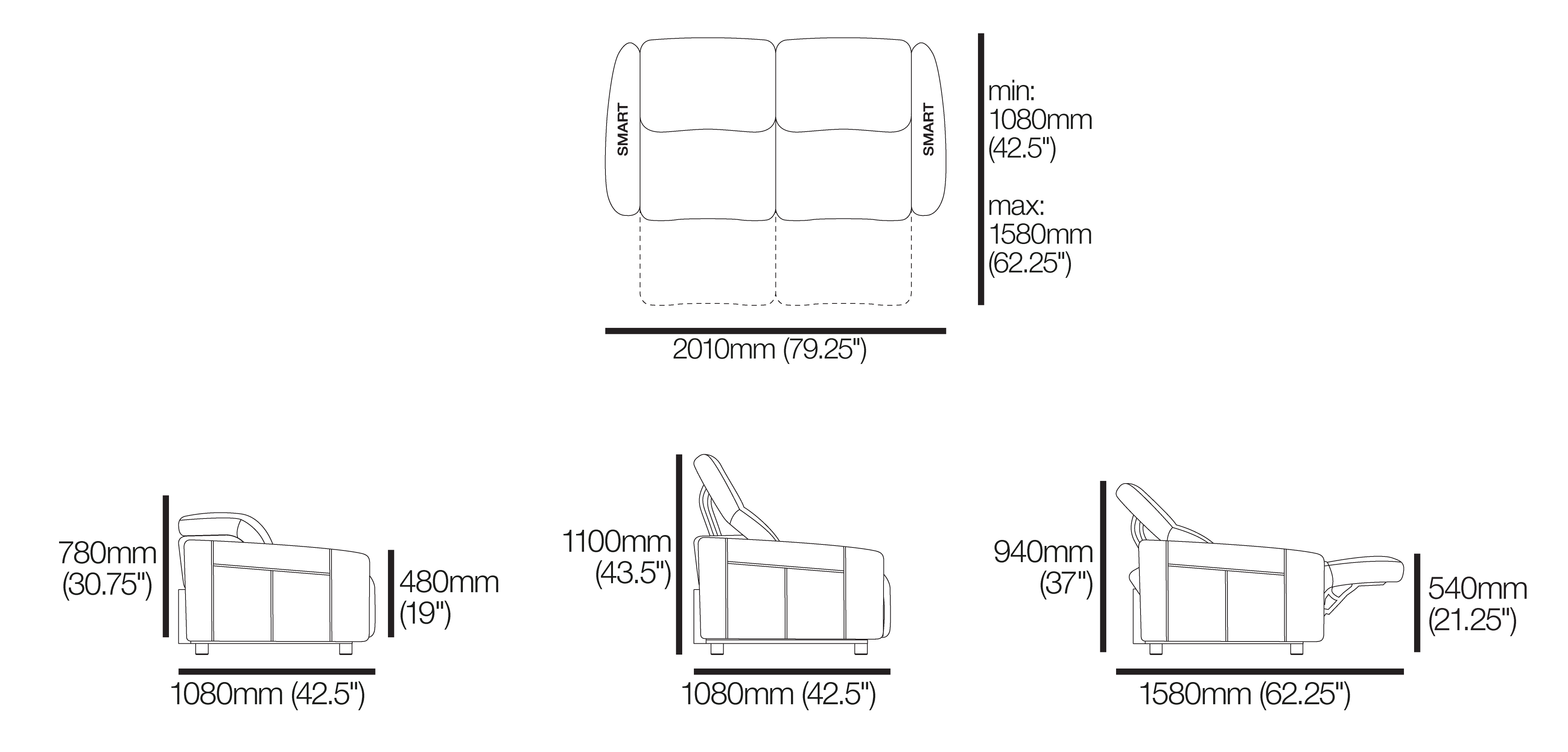 King Cinema Classic 2 Seater Recliner with Wide Seats and Smart Pockets®