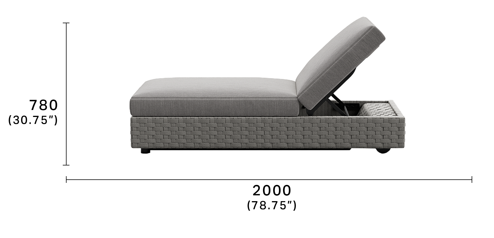 Jasper Outdoor Reclining Sun Lounge with Storage