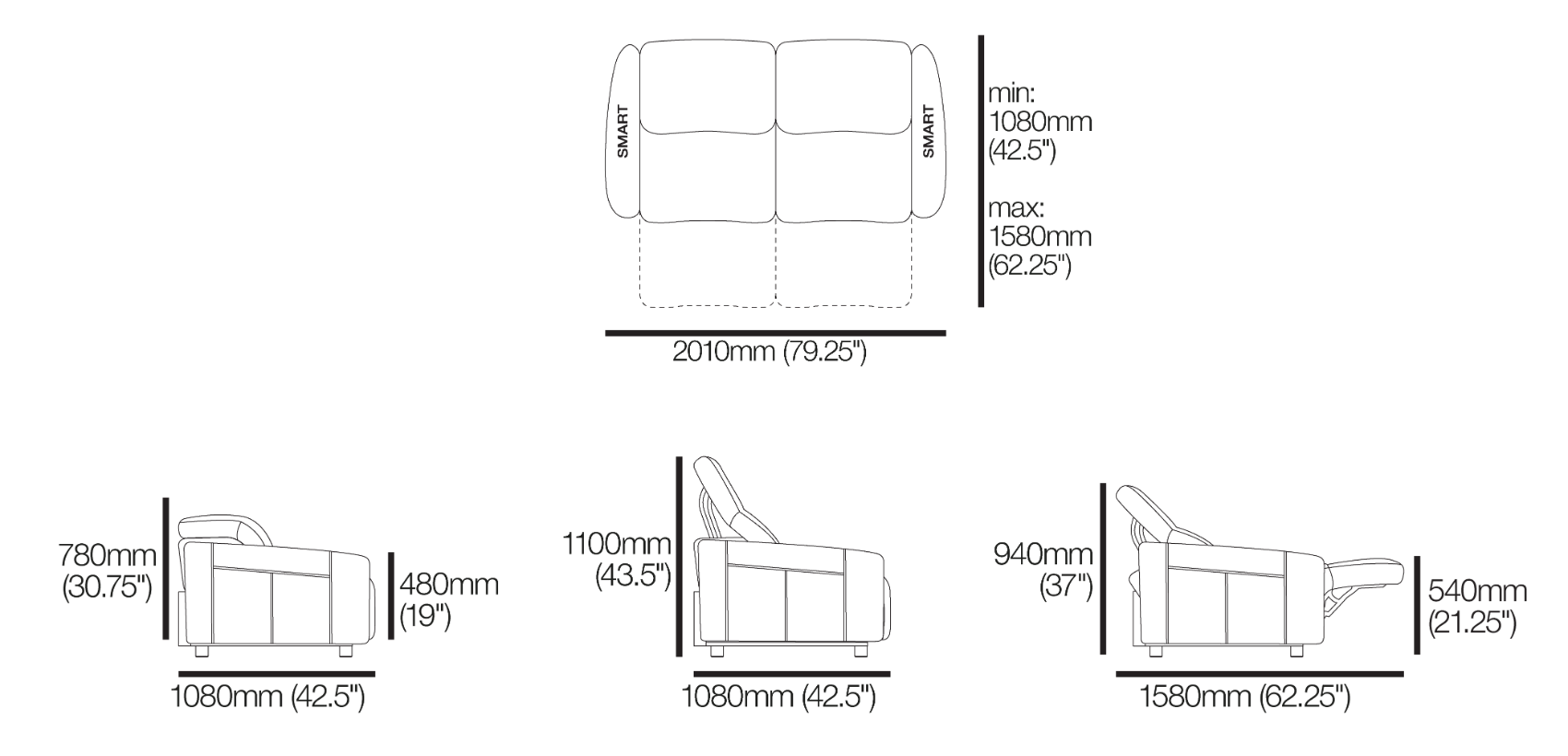 King Cinema Premiere 2 Seater TouchGlide® Recliner with Wide Seats and Smart Pockets®