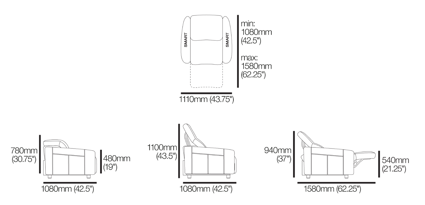 King Cinema Premiere Recliner TouchGlide® Armchair with Smart Pockets®