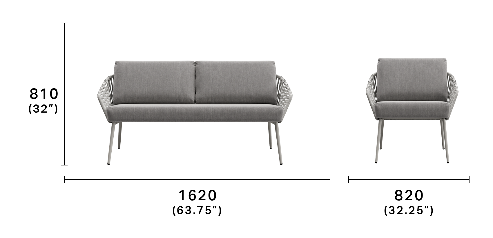 Quay Outdoor 2 Seater Sofa and two Armchairs