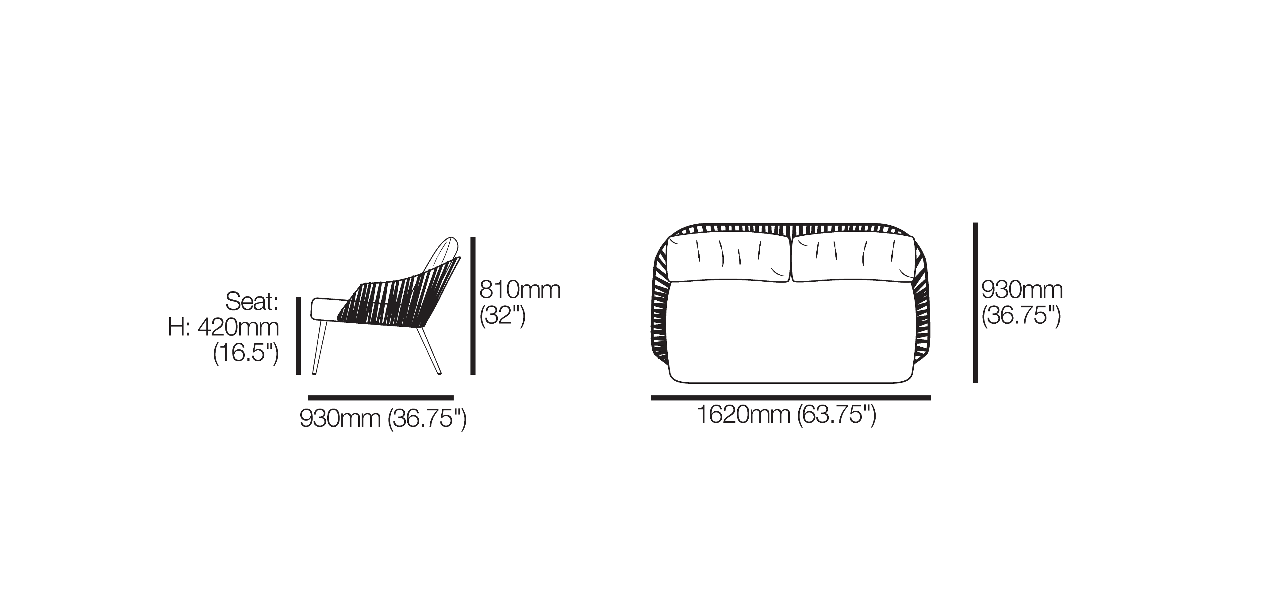 Quay Outdoor 2 seater - Woven