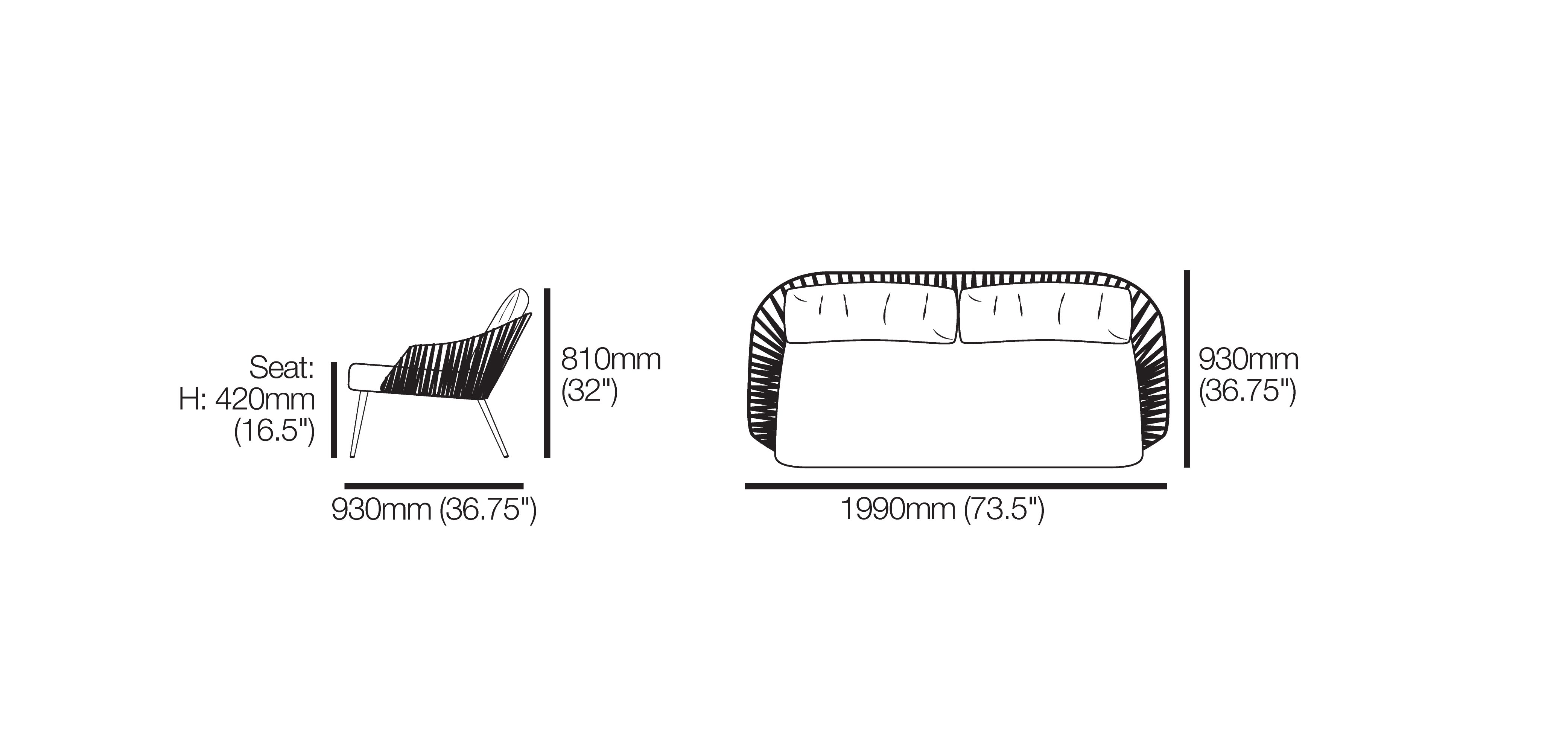 Quay Outdoor 2.5-seater - Woven