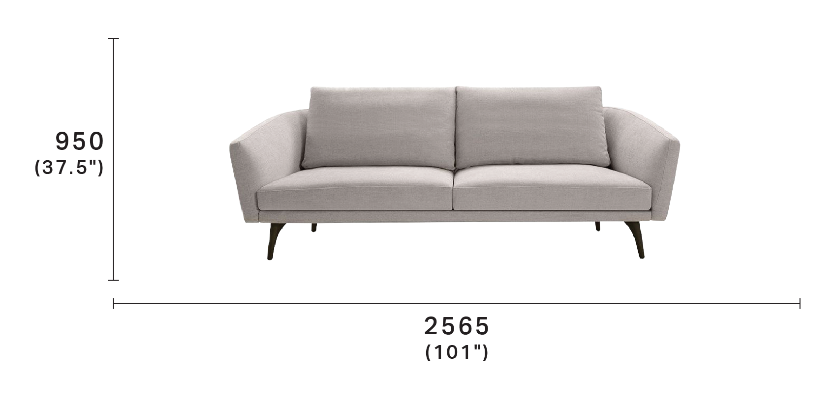 King Boulevard 2.5 Seater Sofa with High Back Cushions