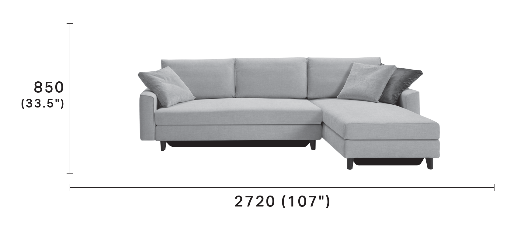 Delta Modular Sofa with Chaise, Storage and Smart Pockets®