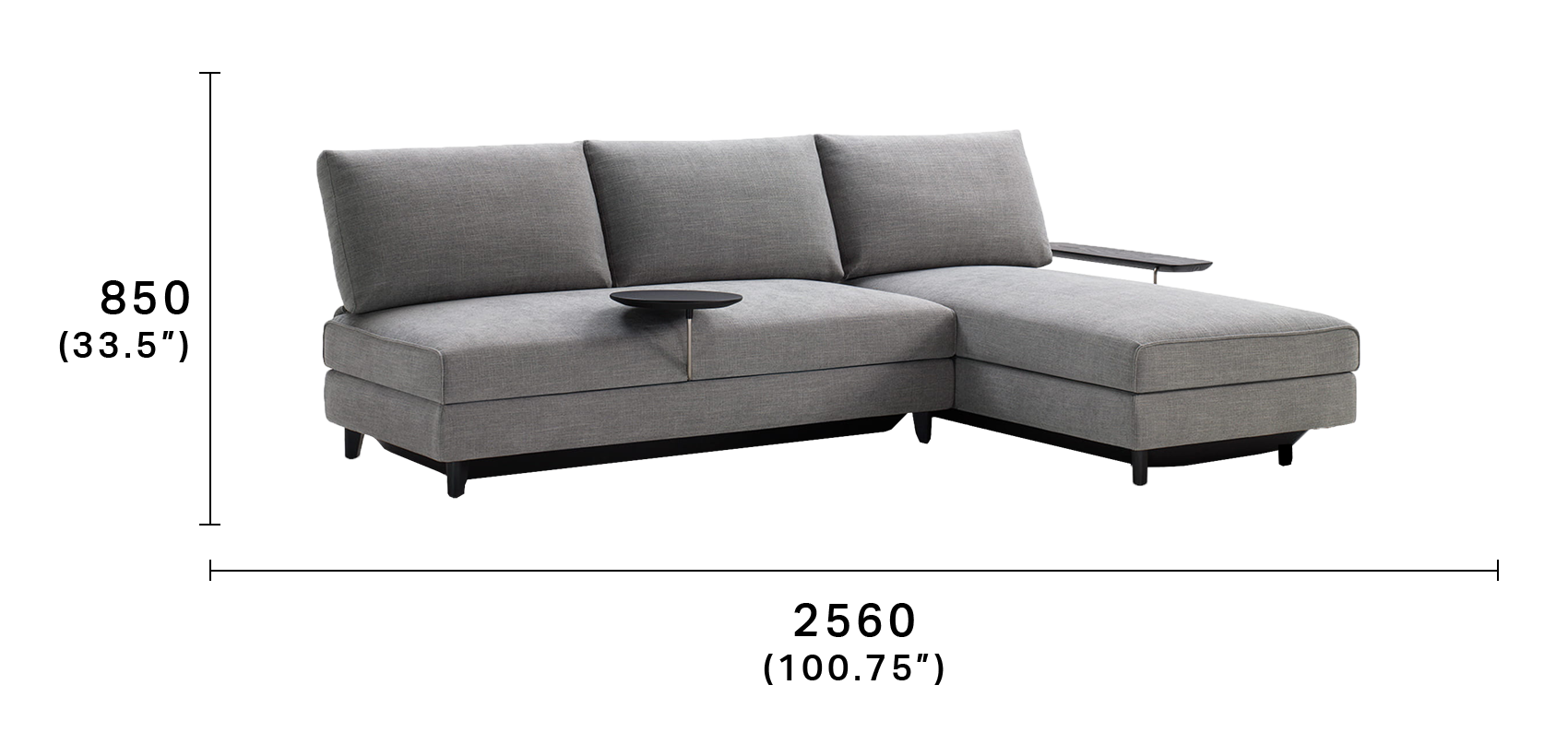 Delta Modular Armless Sofa with Chaise