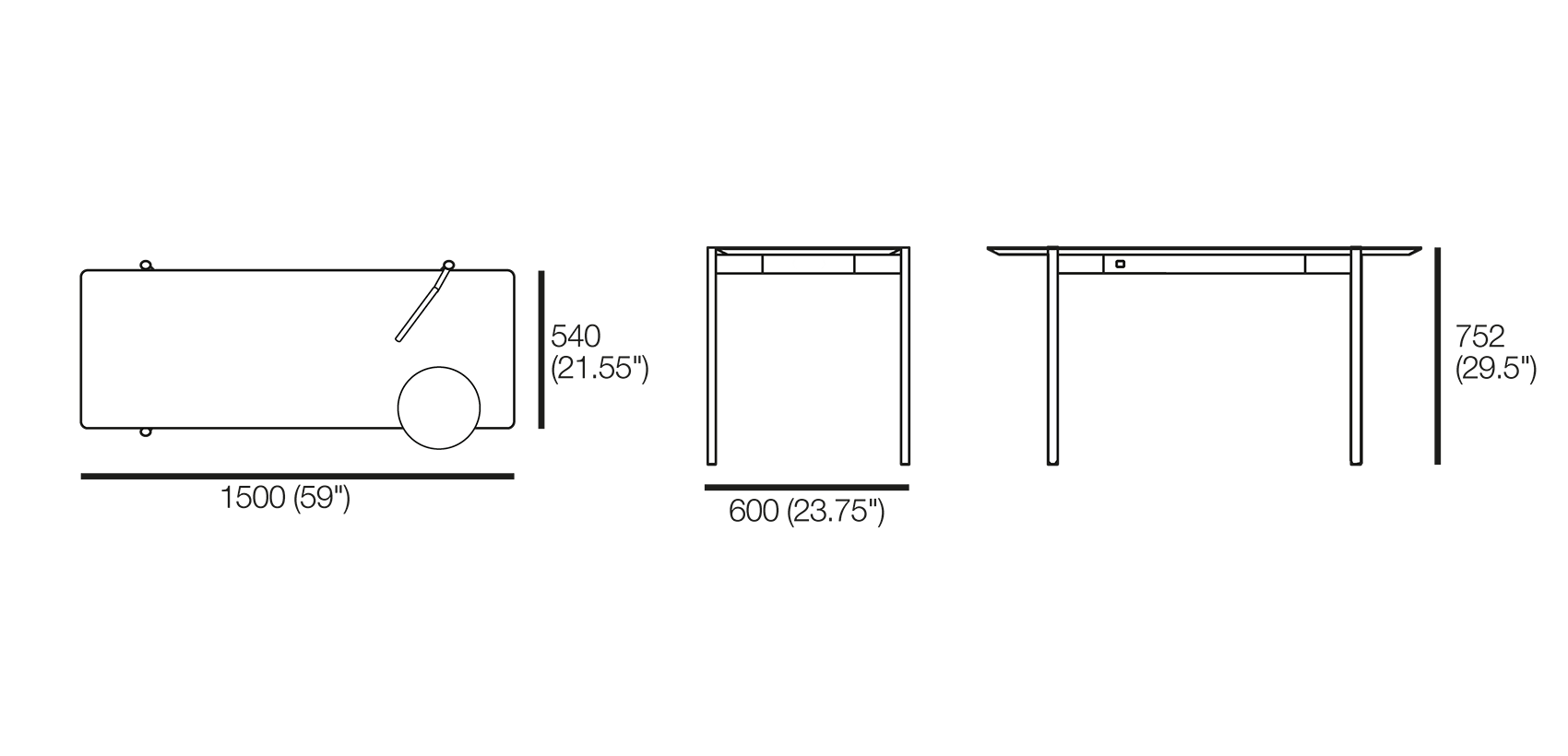 Eto Compact Desk with Light and Charge Table