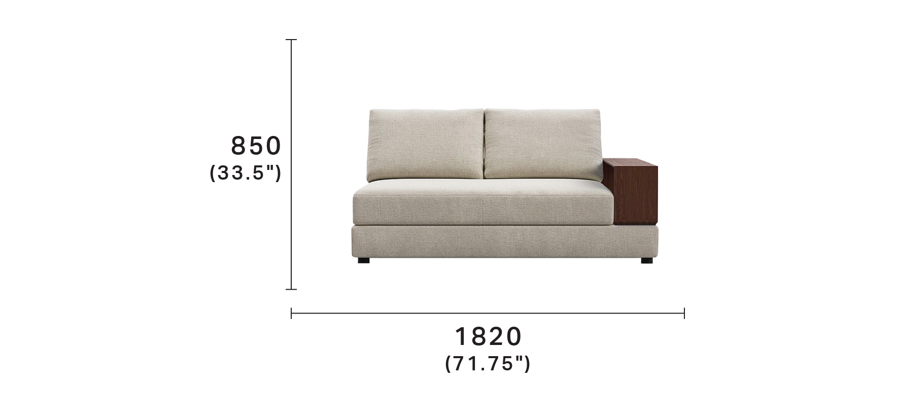 Jasper Modular 2 Seater Sofa with Timber Shelf