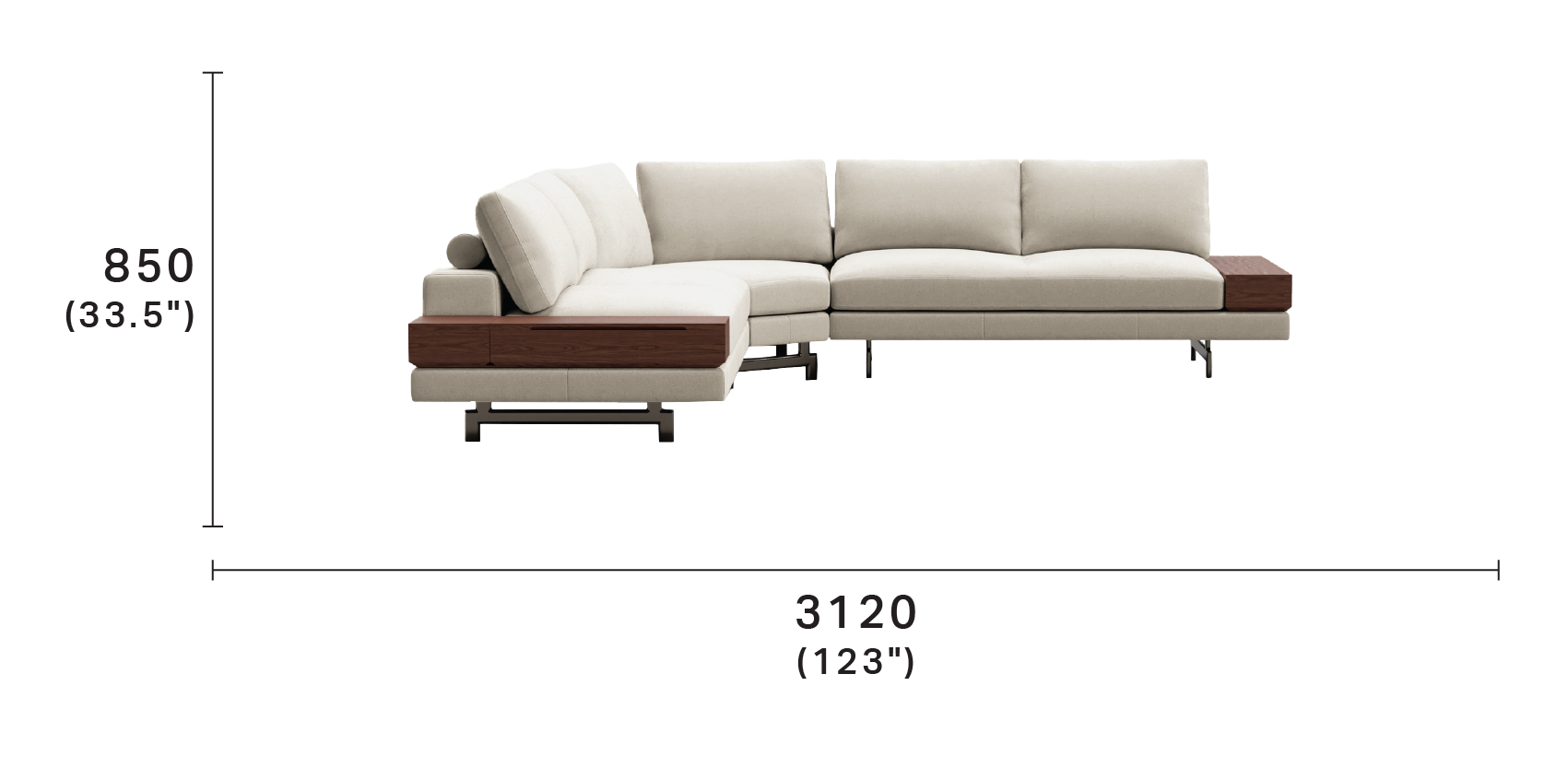Kato Modular Sofa with Curved Corner
