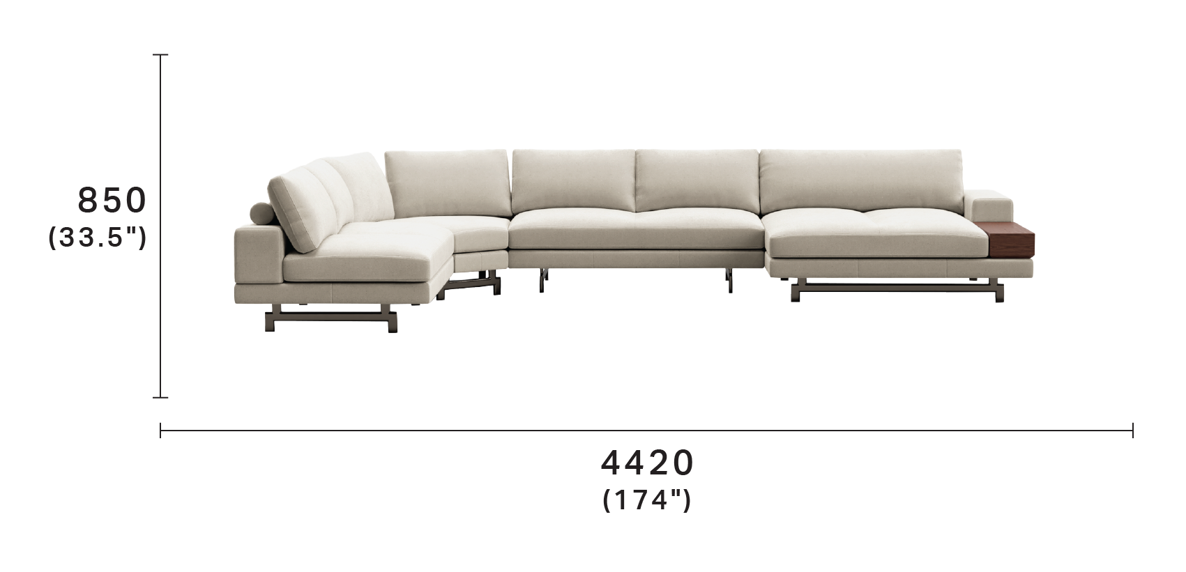 Kato Modular Corner Sofa with Double Chaise