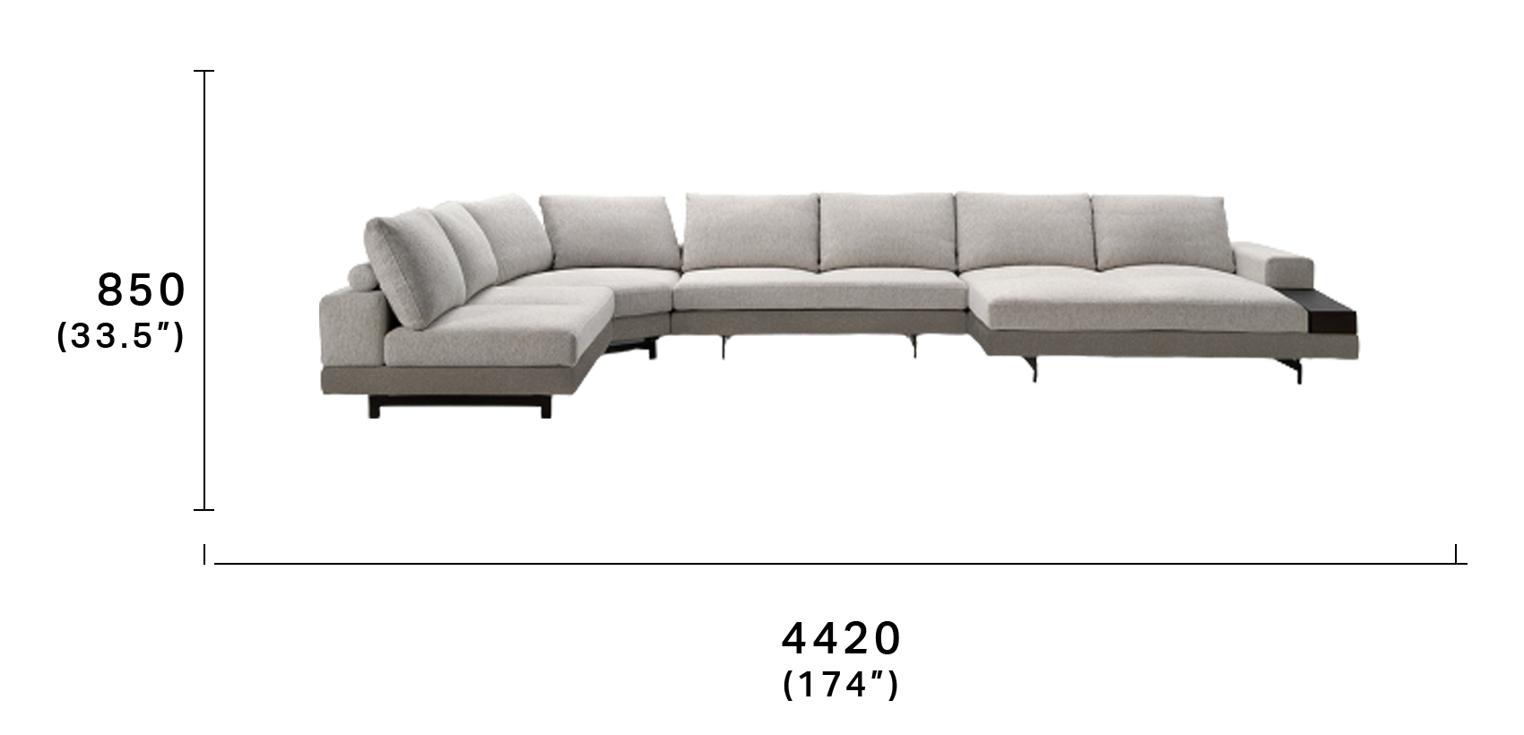 Kato Modular Corner Sofa with Double Chaise