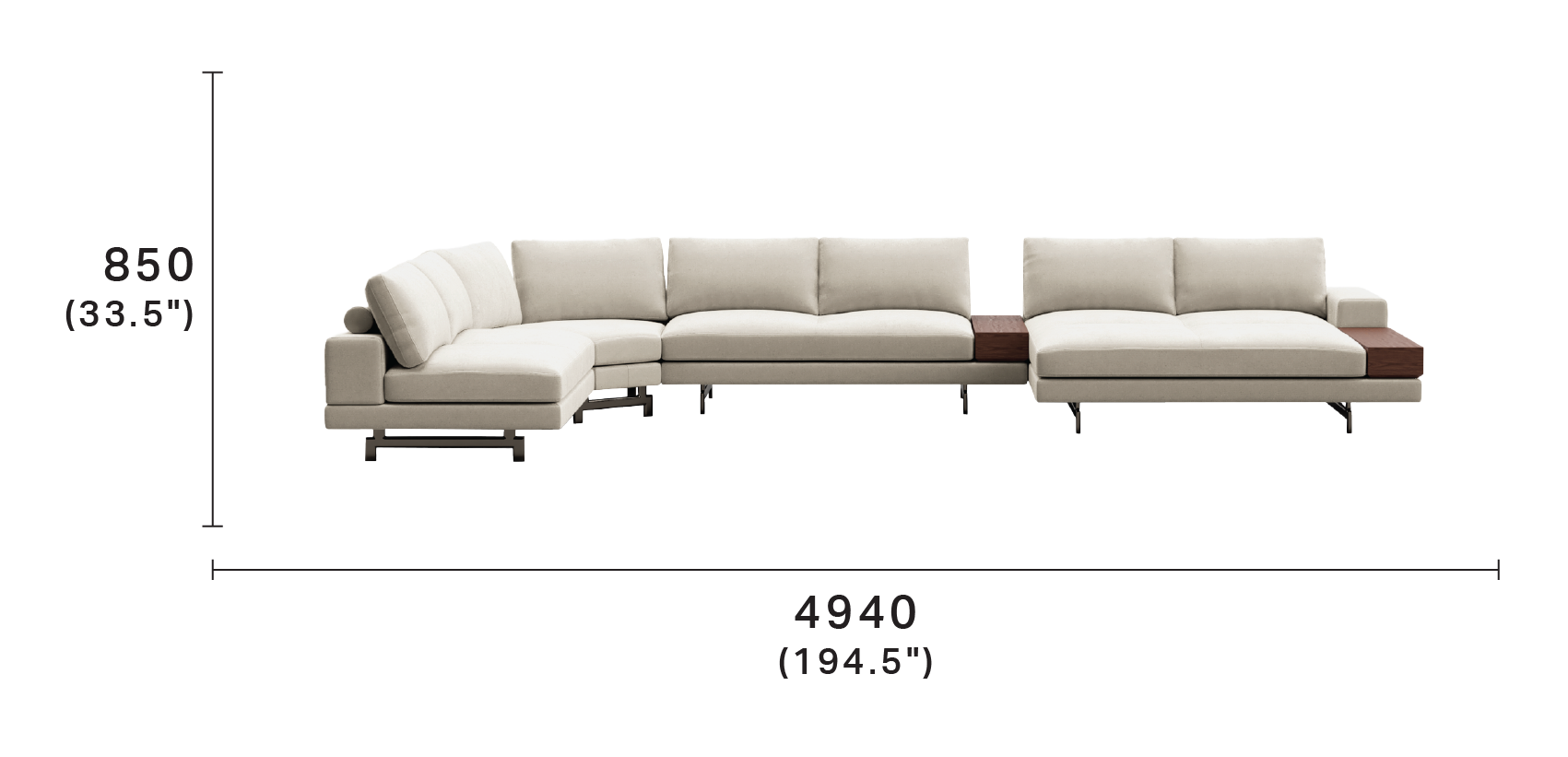 Kato Modular Corner Sofa with Double Chaise