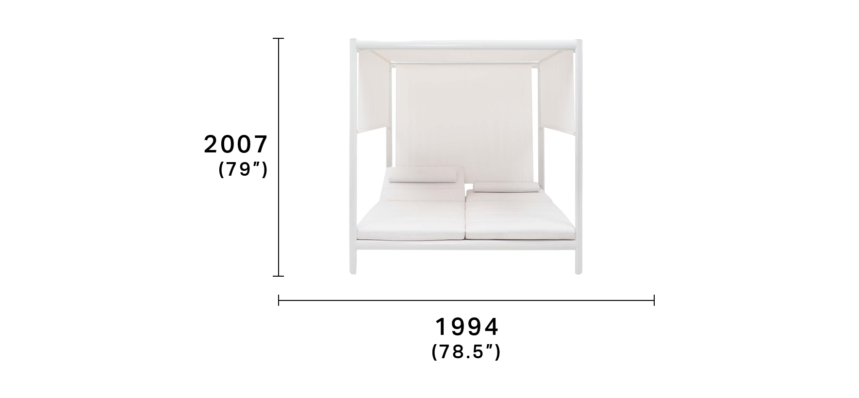 King Cabana with 2 Shade Canopies and Bolster Headrests