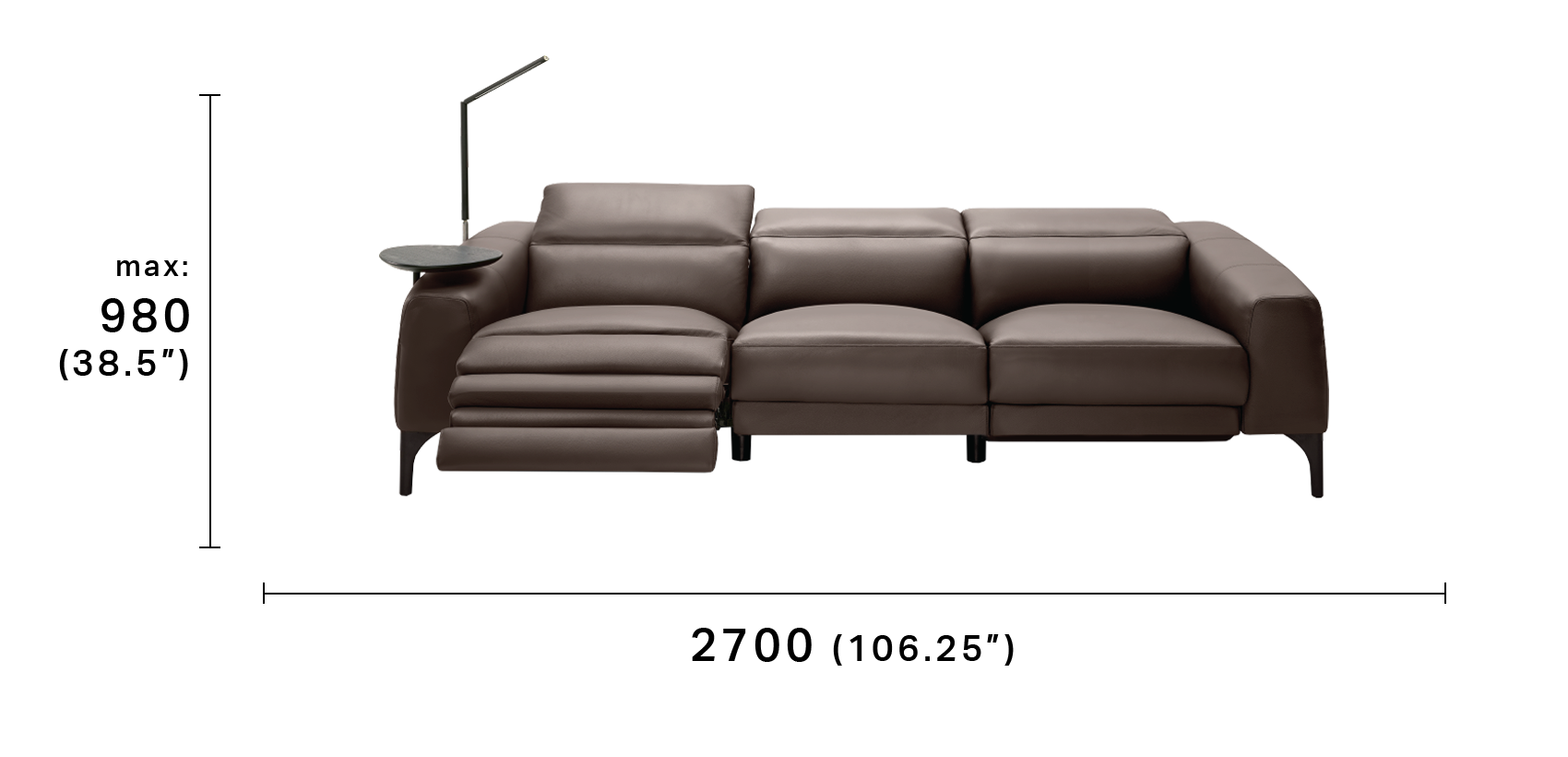 Reo 3 Seater Recliner and Fixed Sofa with Smart Pockets®