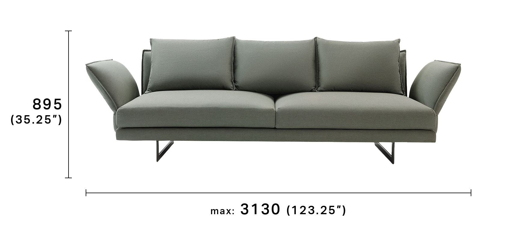 Zaza Outdoor 3 Seater Sofa with Deep Seats and Adjustable Arms