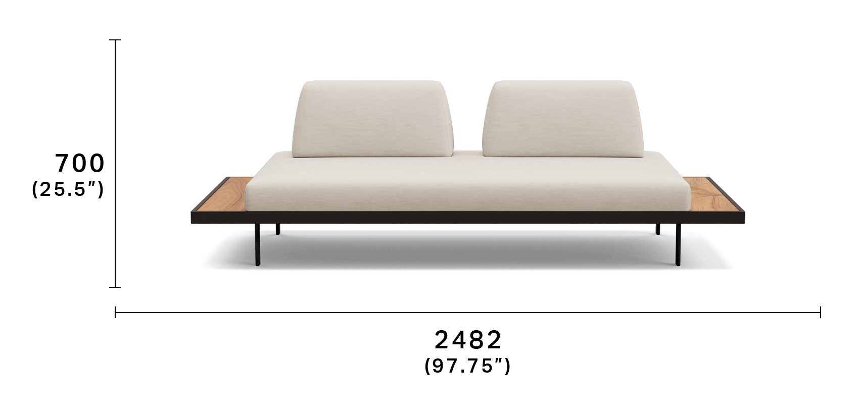 Plateau Outdoor 2 Seater Sofa with Shelving