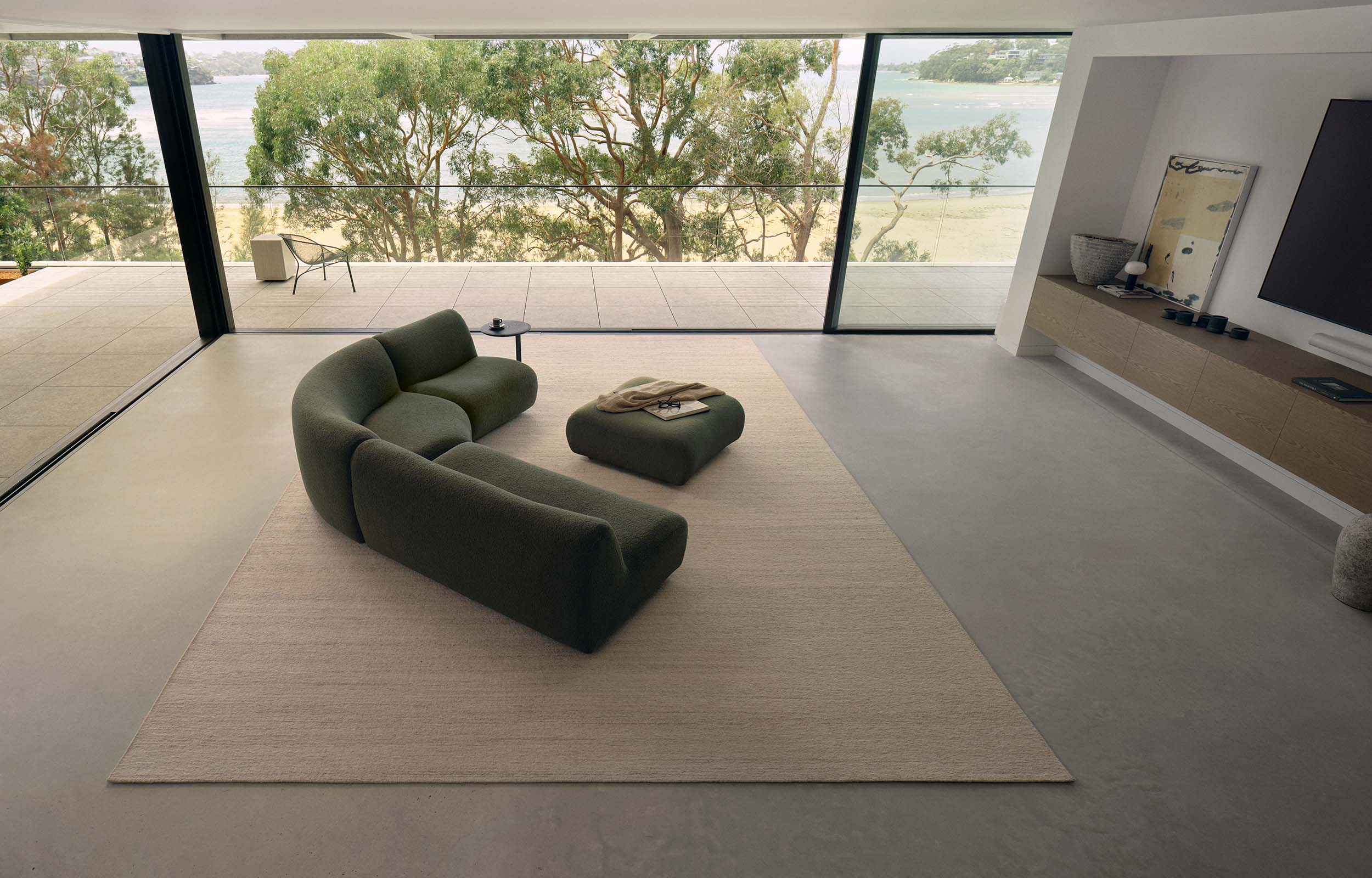 1977 Modular Curved Corner Sofa with Ottoman