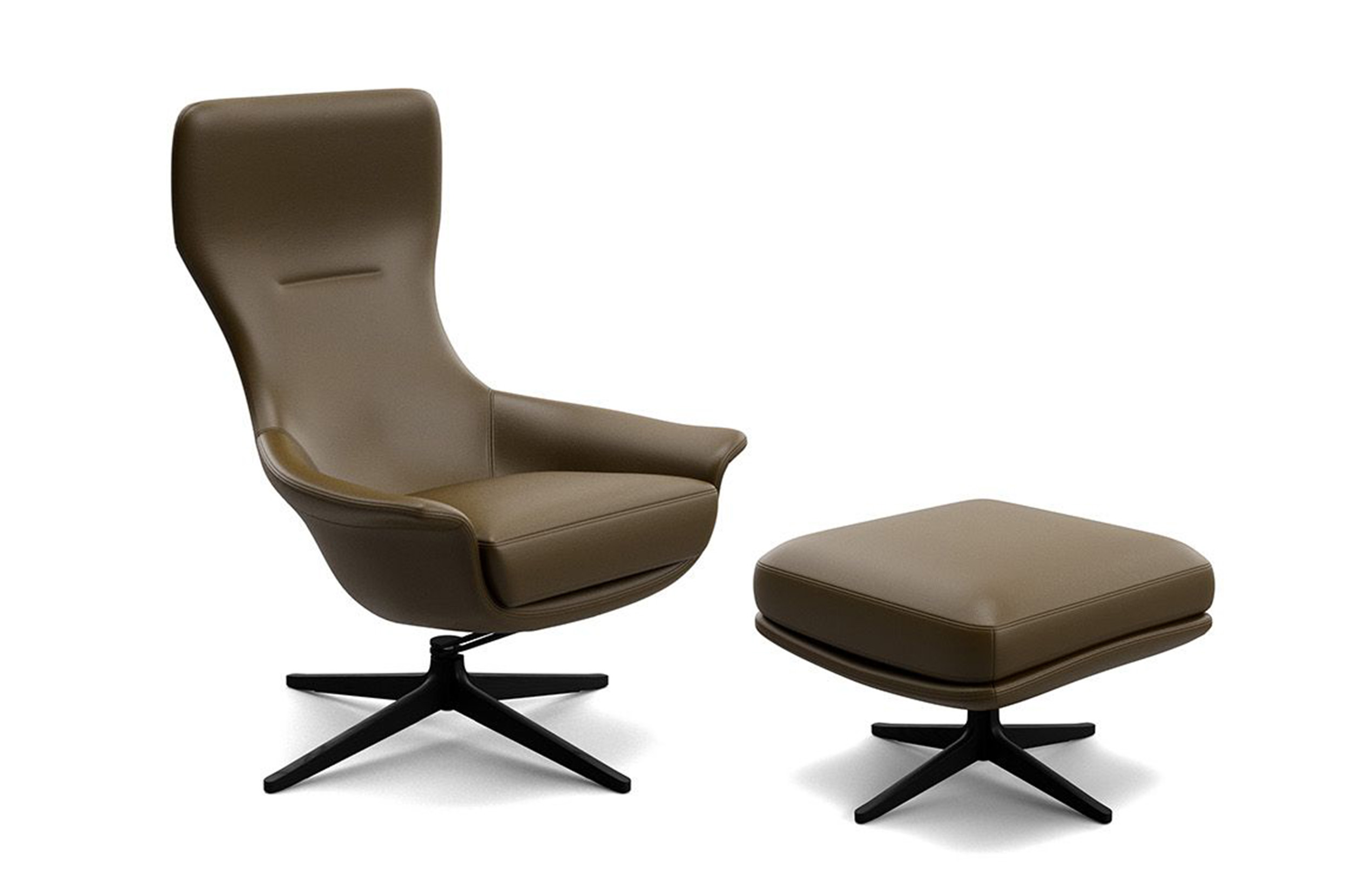 Seymour High Back Swivel Chair and Footstool Package King Living