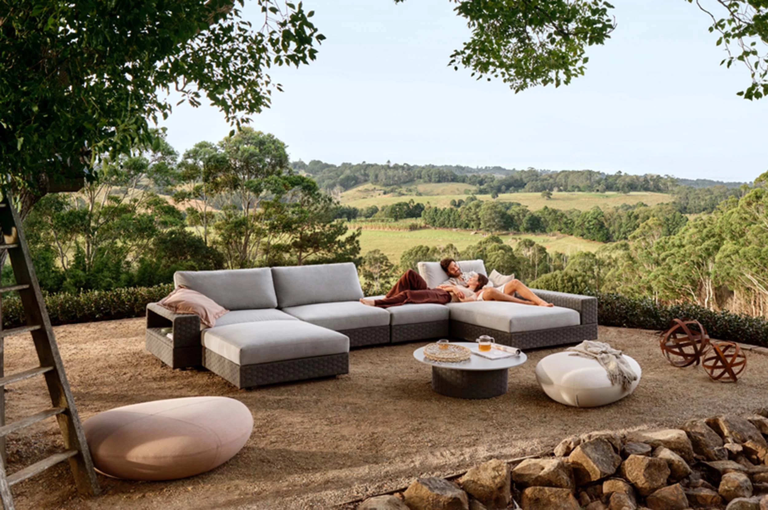 Jasper Outdoor Modular U Shape Sofa with Storage and Two Ottomans - Main Image